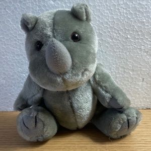 Vintage Steven Smith Rhino Plush Gray Realistic Rhinoceros 7 inch Stuffed Animal